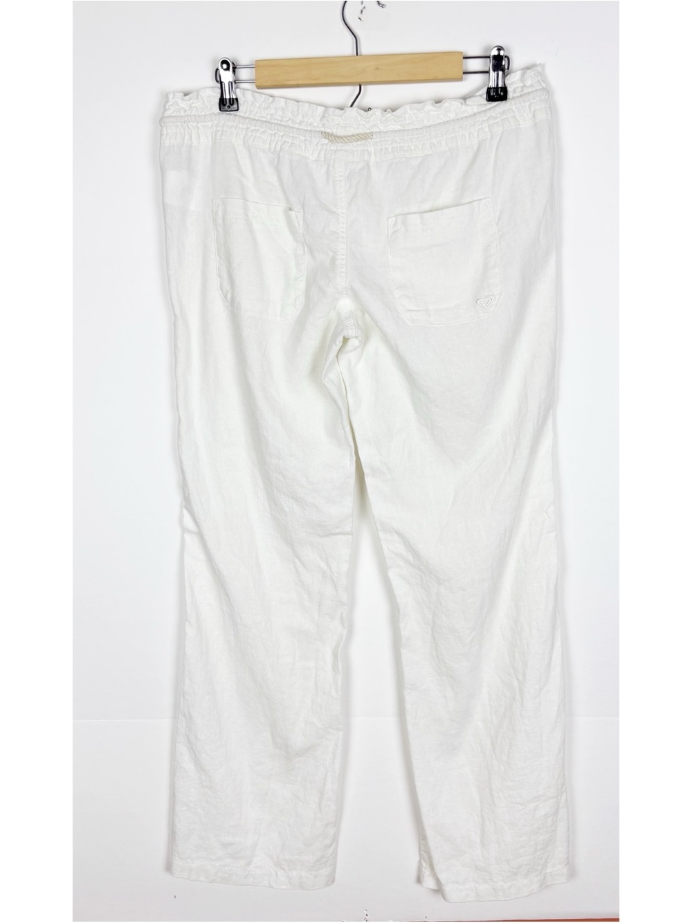 Roxy Pants Linen Blend White Wide Leg Size Medium Beach Summer Resortwear - Picture 2 of 5